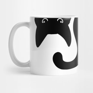 Upside Down Spying Black Cat Mug